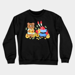 Greedy Boys Cartoon Mashup Funny Art Crewneck Sweatshirt